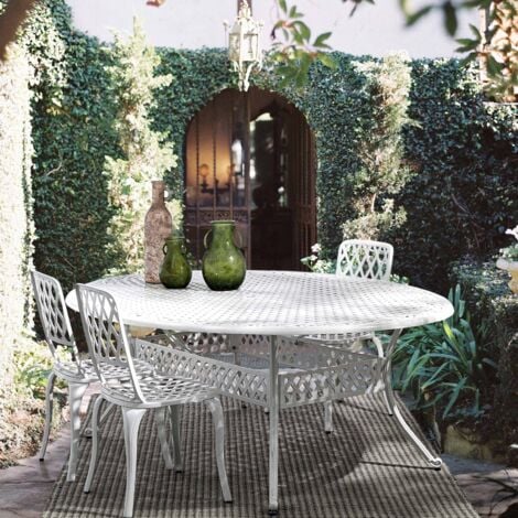 Tavolo ovale "Ivrea" in alluminio da esterno per giardino e veranda 200 x 152 cm -Antracite