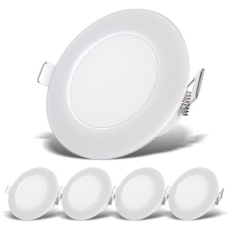 B.K.Licht I set di 5 faretti LED da incasso per bagno bianco I IP65 waterproof I ultra piatto 30 mm I Ø68 mm foro I Ø86 mm I bianco I 5 x 3W schede LED I 5x 350 lumen I colore bianco neutro I faretti