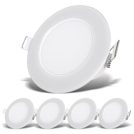 B.K.Licht I set di 5 faretti LED da incasso per bagno bianco I IP65 waterproof I ultra piatto 30 mm I Ø68 mm foro I Ø86 mm I bianco I 5 x 3W schede LED I 5x 350 lumen I colore bianco neutro I faretti