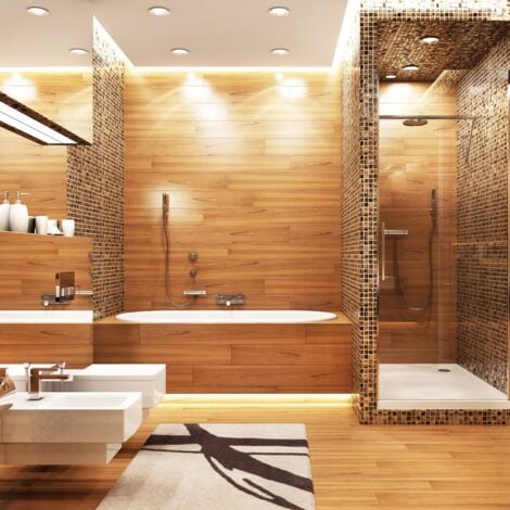 B.K.Licht I set di 5 faretti LED da incasso per bagno bianco I IP65 waterproof I ultra piatto 30 mm I Ø68 mm foro I Ø86 mm I bianco I 5 x 3W schede LED I 5x 350 lumen I colore bianco neutro I faretti