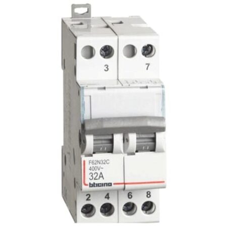 Commutatore Bticino con zero centrale 2NO 32A 230/400V 2 moduli DIN