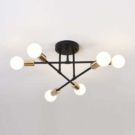 COMELY Plafoniera moderna, lampada vintage a 6 luci, lampadario industriale a sospensione base E27, per cucina soggiorno camera da letto