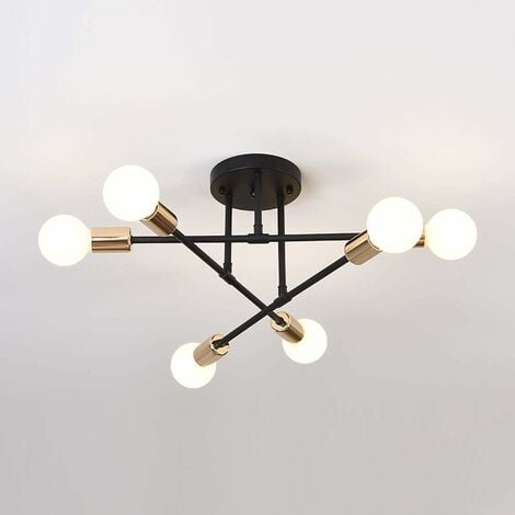 COMELY Plafoniera moderna, lampada vintage a 6 luci, lampadario industriale a sospensione base E27, per cucina soggiorno camera da letto