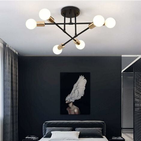 COMELY Plafoniera moderna, lampada vintage a 6 luci, lampadario industriale a sospensione base E27, per cucina soggiorno camera da letto