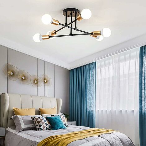 COMELY Plafoniera moderna, lampada vintage a 6 luci, lampadario industriale a sospensione base E27, per cucina soggiorno camera da letto