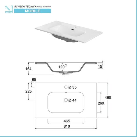 Mobile bagno sospeso 80 cm 2 ante serie Oasi rovere con specchio e pensile