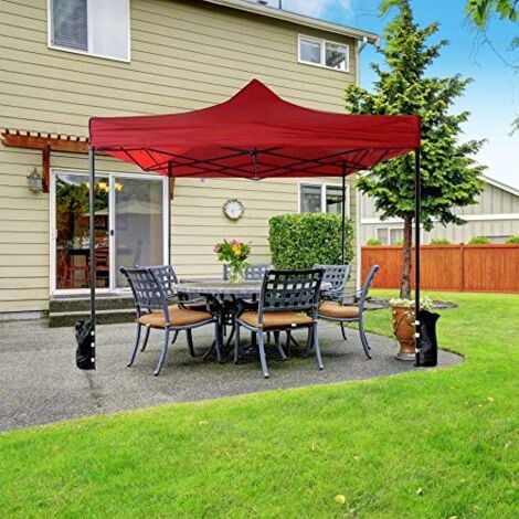 Rebecca Mobili Gazebo Tendone Rosso A Fisarmonica 4 Pesi Metallo Poliestere 3x3