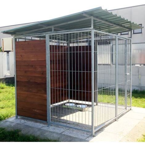 Box per cani da esterno coperto e retro in legno zincatura elettrolitica da 200x200xh180 cm