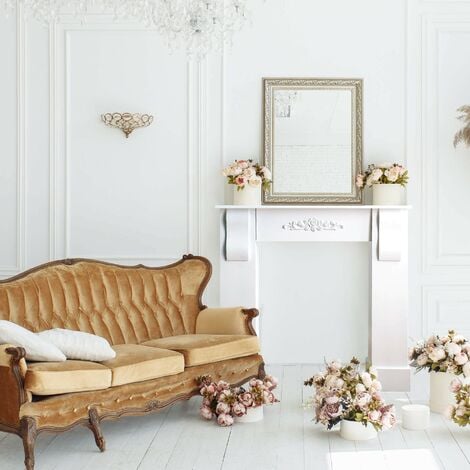 Rebecca Mobili Cornice Camino Bianco Decorazione Floreale Classico 92x93x22,5