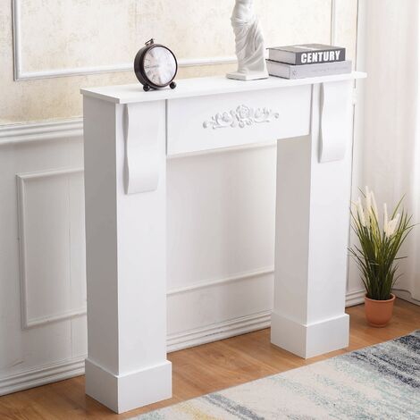 Rebecca Mobili Cornice Camino Bianco Decorazione Floreale Classico 92x93x22,5