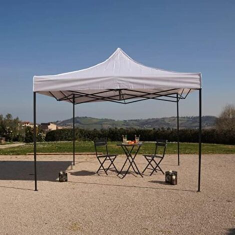 Rebecca Mobili Gazebo Richiudibile Bianco Metallo Poliestere Custodia 3x4,5