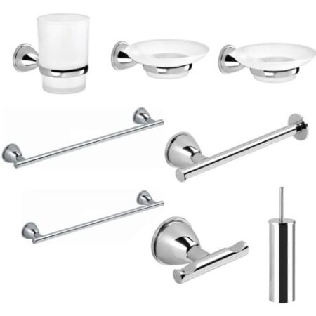 Gedy - Set accessori bagno Genziana in ottone cromato