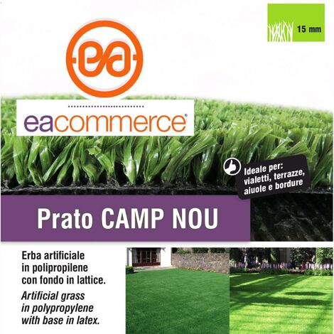 Erba Prato Sintetico Artificiale 15 mm Camp Nou 2x3 mt Tappeto Manto Erboso