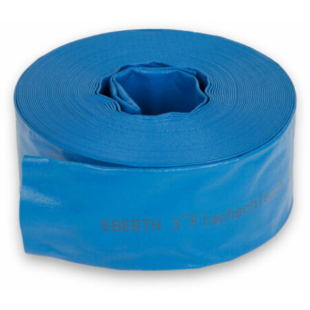 EBERTH 3 Tubo da Giardino Tubo Flessibile Piatto Per Pompe in 30m di Lunghezza, 3 Pollice, 76mm di Diametro, PVC Flessibile e Resistente, Tubo Industriale, Tubo per Acqua per Irrigazione, in Blu