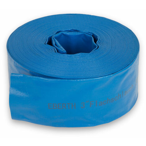EBERTH 3 Tubo da Giardino Tubo Flessibile Piatto Per Pompe in 30m di Lunghezza, 3 Pollice, 76mm di Diametro, PVC Flessibile e Resistente, Tubo Industriale, Tubo per Acqua per Irrigazione, in Blu