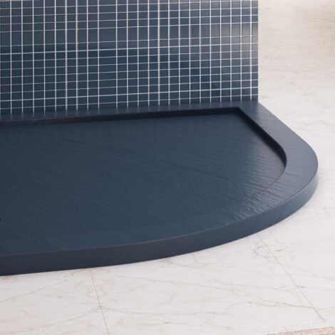 Piatto doccia bordato antracite effetto pietra in acrilico mod. Flower 80x80x4 cm semicircolare