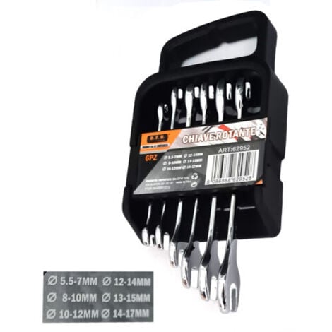 SET 6 PZ UTENSILI CHIAVI INGLESI DOPPIA ESTREMITA' 5.5 7 8 10 12 13 14 15 17 MM
