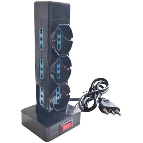 MULTIPRESA VERTICALE CIABATTA TORRE 9 USCITE 16A SCHUKO 250V INTERRUTTORE ON OFF