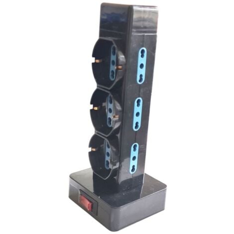 MULTIPRESA VERTICALE CIABATTA TORRE 9 USCITE 16A SCHUKO 250V INTERRUTTORE ON OFF