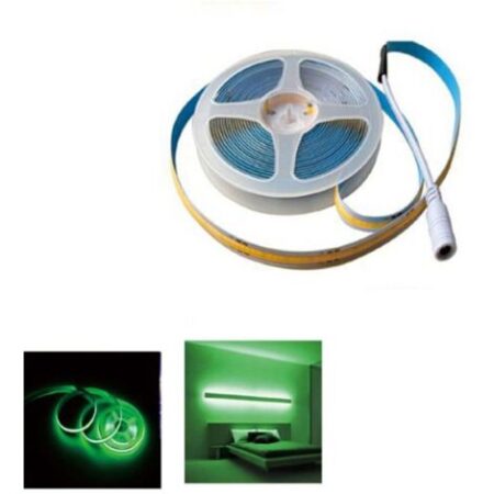 STRISCIA COB LED ADESIVA 5M LUCE VERDE 40W TAGLIABILE FLESSIBILE COB320 12V