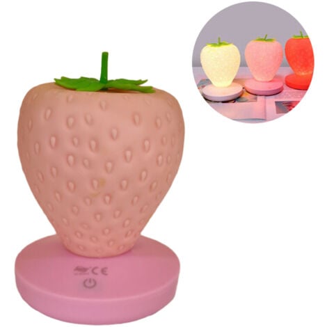 LUMINO LAMPADA FRAGOLA LED SILICONE TAVOLO COMODINO BAMBINI USB TE-B0308