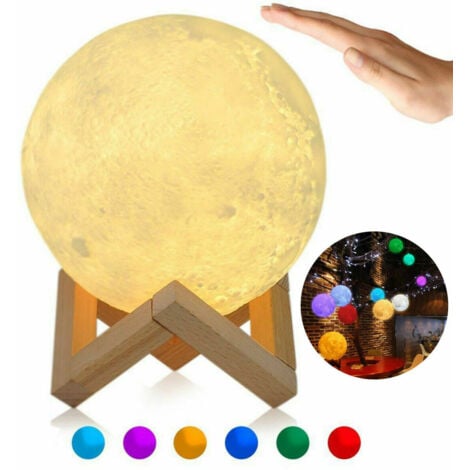 LAMPADA FORMA LUNA 3D LUCE USB RGB NOTTE BUIO TOUCH SENSORE COMODINO LUCE