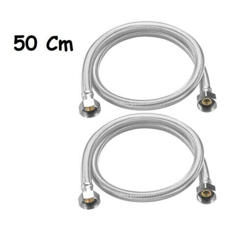 COPPIA TUBO FLESSIBILE 50CM TUBI ACQUA CALDA E FREDDA CALDAIA 1/2X1/2 DGO-172