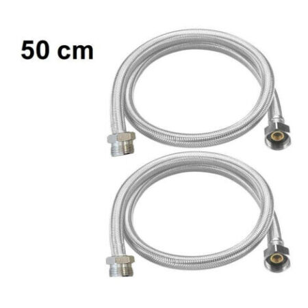 COPPIA TUBO FLESSIBILE 50CM TUBI DI INGRESSO 1/2X1/2 MASCHIO FEMMINA DGO-176