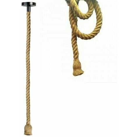 PORTALAMPADA LAMPADARIO SOFFITTO CORDA E27 EDISON PENDENTE NODO VINTAGE 2 MT