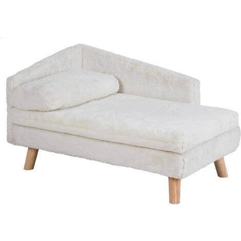 Divano per gatti cani Divanetto Taglia Piccola Letto per Cani Rialzato Cuccia Morbida con Cuscino, Beige 70x38x32cm