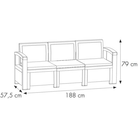 Bica set salotto Nebraska 3 da giardino in resina marrone effetto polirattan composto da divano due poltrone con cuscini e un tavolino da esterno e interno
