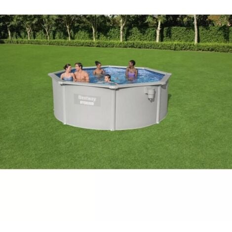 piscina fuori terra rotonda bestway "hydrum" 360x120 cm con copertura, tappetino base, skimmer, scaletta e dispenser chemconnect - cod. 56574
