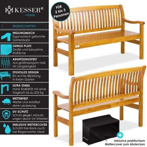 KESSER® Panca da giardino panca in legno resistente alle intemperie  panca da parco in legno massiccio  panca da balcone panca da giardino panca da balcone  terrazza e giardino  125 cm / marrone chiar