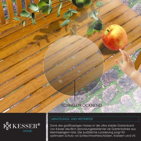 KESSER® Panca da giardino panca in legno resistente alle intemperie  panca da parco in legno massiccio  panca da balcone panca da giardino panca da balcone  terrazza e giardino  125 cm / marrone chiar