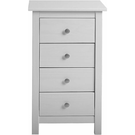 Cassettiera Berna Bianco con 4 cassetti, Realizzato in Pino Massiccio