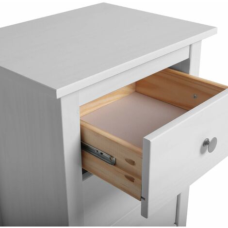 Cassettiera Berna Bianco con 4 cassetti, Realizzato in Pino Massiccio