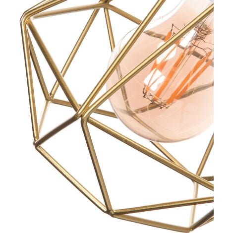 Lampada a Sospensione Retrò Metallo Diamanti Risparmio Energetico Lampadario Industriale Vintage E27 Cucina Soggiorno Sala da Pranzo Barra 3 Luci (D'oro Rosa)