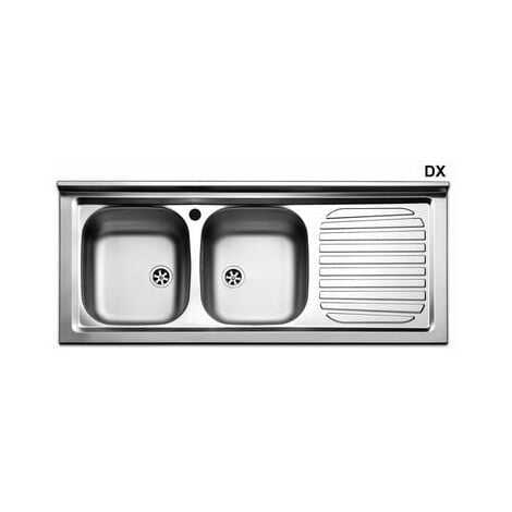 LAVELLO APPOGGIO IN ACCIAIO INOX CON 2 VASCHETTE cm 120 gocciolatoio sx APELL