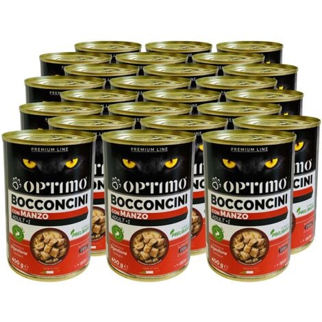 OPTIMO SET 24 BOCCONCINI PER GATTO AL GUSTO DI MANZO DA 400 GR