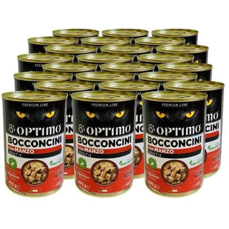 OPTIMO SET 24 BOCCONCINI PER GATTO AL GUSTO DI MANZO DA 400 GR