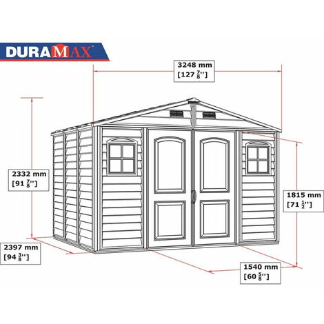 Casetta Box da Giardino 325x240x233 cm in PVC Avorio/Marrone