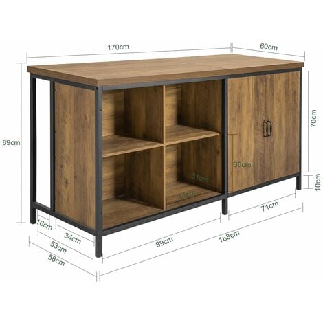 SoBuy Isola cucina Mobile da cucina autoportante Credenza Tavolo da bar design industriale 170x60x89cm KNL01-F