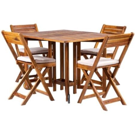 set da giardino pieghevole eurogarden "vittoria" in legno di acacia 4 sedute e tavolo