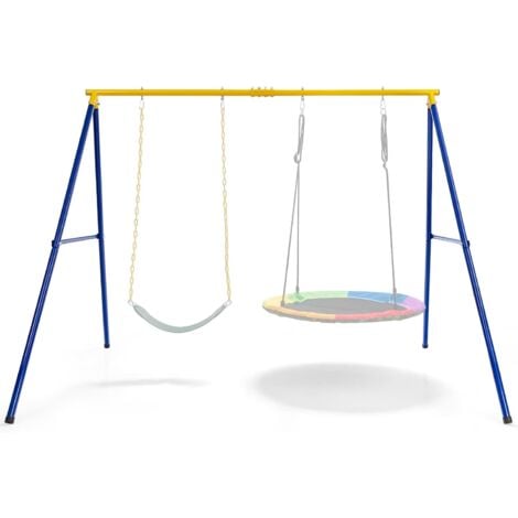 COSTWAY Altalena da Giardino per Bambini, Struttura di Metallo per Altalena, Struttura ad A Resistente per Altalena, Capacità 300kg, Ideale per Parco, Cortile (Senza altalenta)