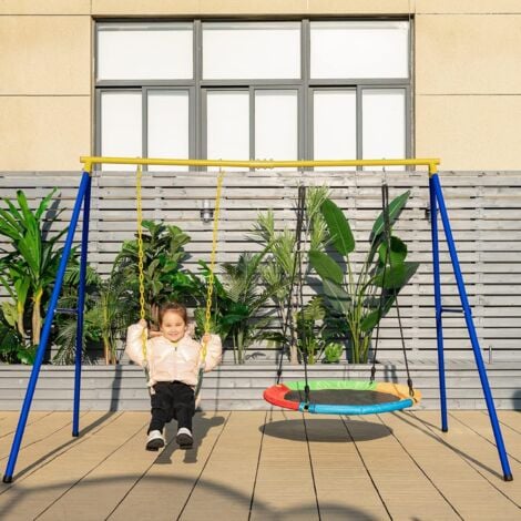COSTWAY Altalena da Giardino per Bambini, Struttura di Metallo per Altalena, Struttura ad A Resistente per Altalena, Capacità 300kg, Ideale per Parco, Cortile (Senza altalenta)