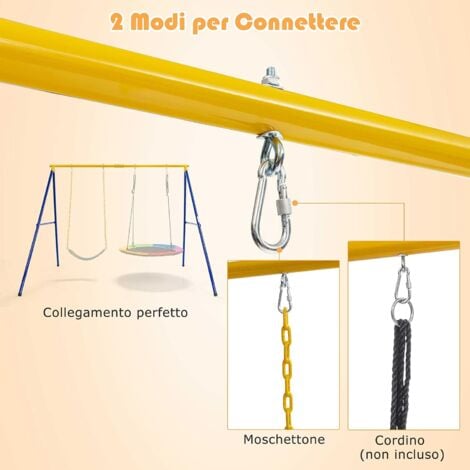 COSTWAY Altalena da Giardino per Bambini, Struttura di Metallo per Altalena, Struttura ad A Resistente per Altalena, Capacità 300kg, Ideale per Parco, Cortile (Senza altalenta)
