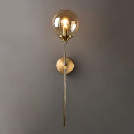 COMELY Applique da parete industriale vintage, lampada da parete per interni a LED, lampada da comodino Golde E14, applique a sfera in vetro ambrato per camera da letto, soggiorno, corridoio, sala da
