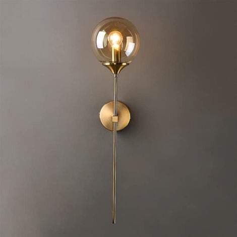 COMELY Applique da parete industriale vintage, lampada da parete per interni a LED, lampada da comodino Golde E14, applique a sfera in vetro ambrato per camera da letto, soggiorno, corridoio, sala da