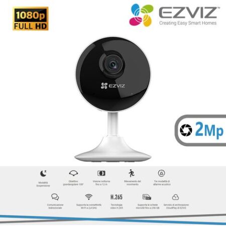 TELECAMERA DA INTERNO 2MP MICROSD H.265. WI-FI EZVIZ