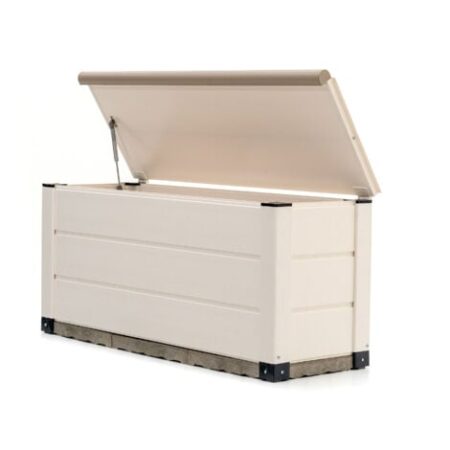 Baule Esterni per Giardino con Capacitá di 230L Gardiun Tuscany Evo 122x47x57 cm Baule in Resina con Ammortizzatore e Base